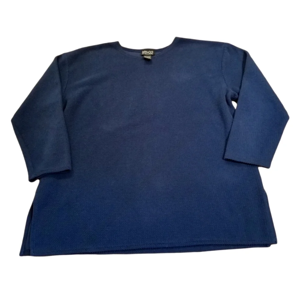 NY&CO Navy Blue teixtured sweater - Picture 1 of 5